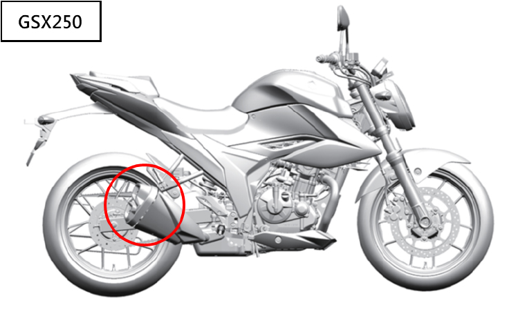 GIXXER 250 排氣管 不良位置圖