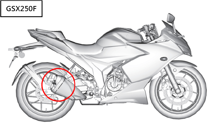 GIXXER SF 250 排氣管 不良位置圖